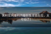黑料官网爆料内容引发连锁反应，太可怕了！