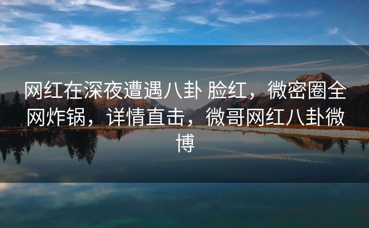 网红在深夜遭遇八卦 脸红，微密圈全网炸锅，详情直击，微哥网红八卦微博