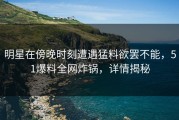 明星在傍晚时刻遭遇猛料欲罢不能，51爆料全网炸锅，详情揭秘