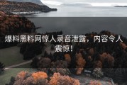 爆料黑料网惊人录音泄露，内容令人震惊！