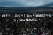 想不到！黑料不打烊在线爆出深夜大瓜，网友集体破防？