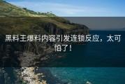 黑料王爆料内容引发连锁反应，太可怕了！