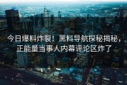 今日爆料炸裂！黑料导航探秘揭秘，正能量当事人内幕评论区炸了