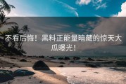 不看后悔！黑料正能量暗藏的惊天大瓜曝光！
