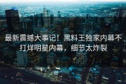 最新震撼大事记！黑料王独家内幕不打烊明星内幕，细节太炸裂