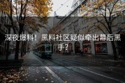 深夜爆料！黑料社区疑似牵出幕后黑手？