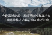 今晚震撼吃瓜！黑料导航独家真相大白劲爆神秘人内幕，网友直呼过瘾