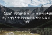 【震惊】微密圈盘点：热点事件5大爆点，业内人士上榜理由愈发令人欲望升腾