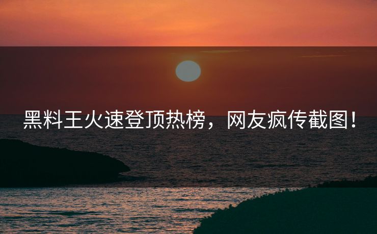 黑料王火速登顶热榜，网友疯传截图！