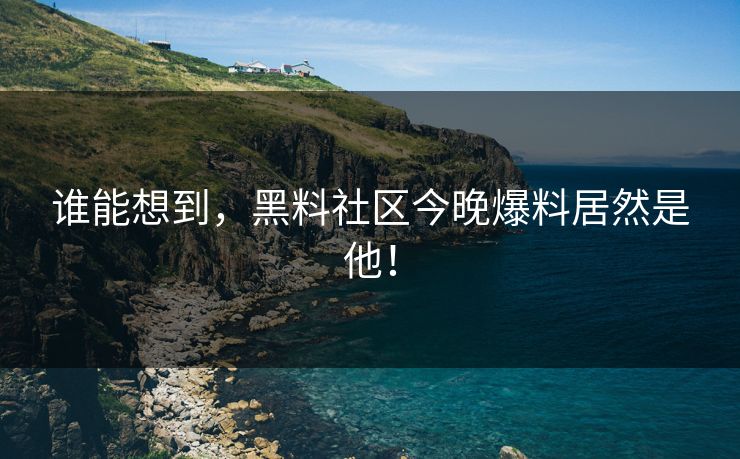 谁能想到，黑料社区今晚爆料居然是他！