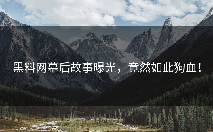 黑料网幕后故事曝光，竟然如此狗血！
