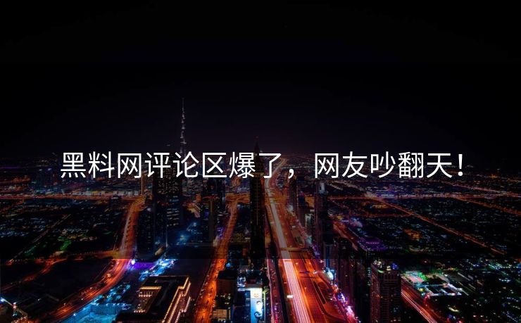 黑料网评论区爆了，网友吵翻天！