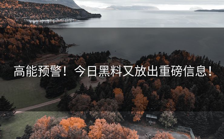高能预警！今日黑料又放出重磅信息！