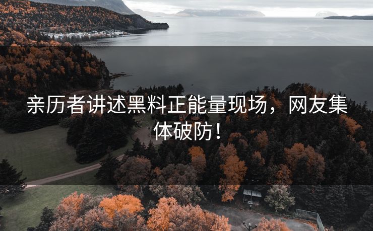 亲历者讲述黑料正能量现场，网友集体破防！