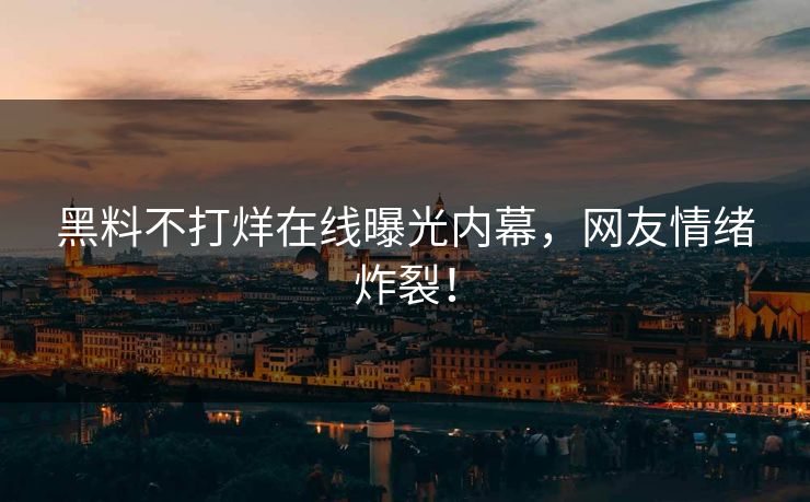 黑料不打烊在线曝光内幕，网友情绪炸裂！