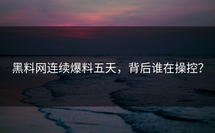 黑料网连续爆料五天，背后谁在操控？