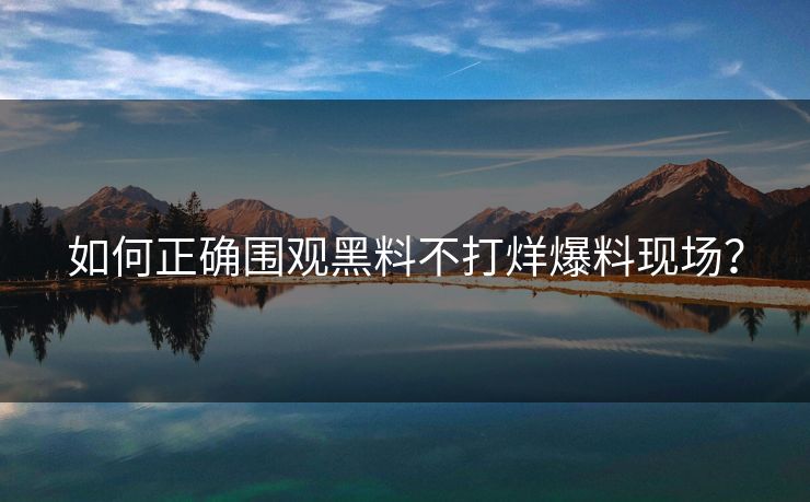 如何正确围观黑料不打烊爆料现场？