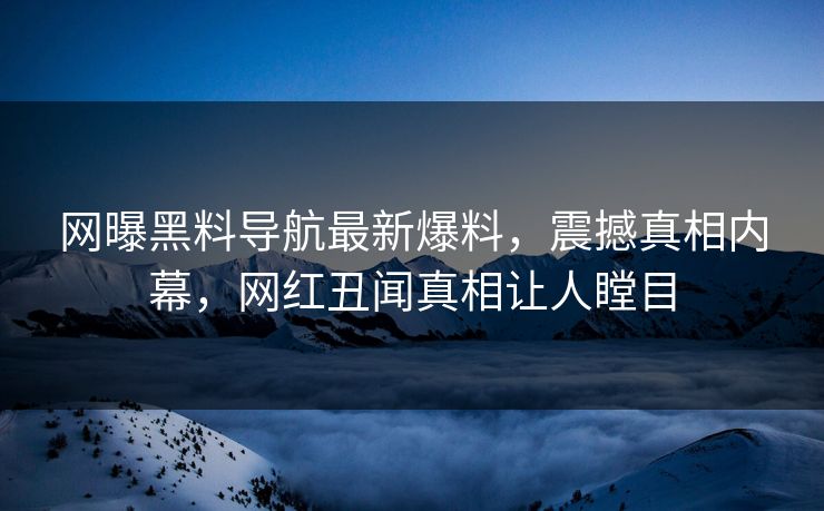 网曝黑料导航最新爆料，震撼真相内幕，网红丑闻真相让人瞠目