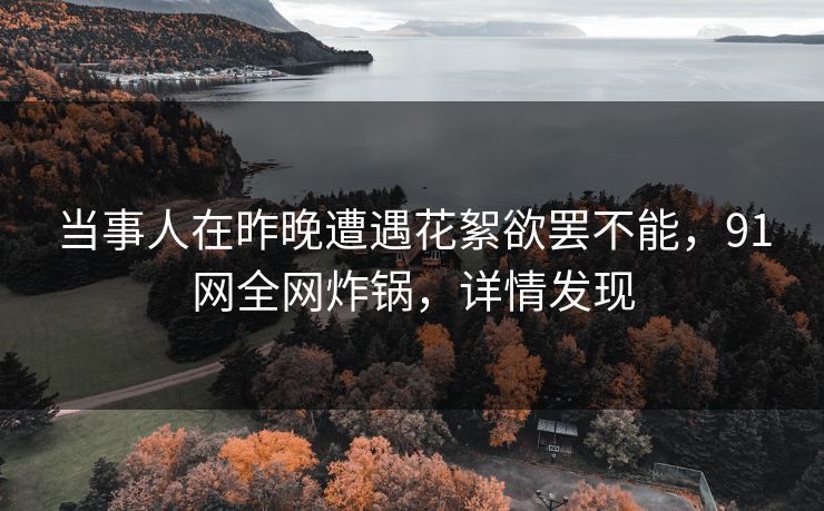 当事人在昨晚遭遇花絮欲罢不能，91网全网炸锅，详情发现