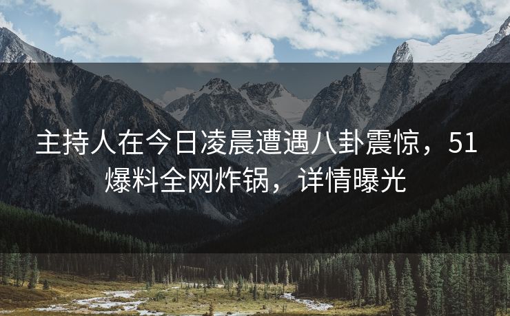 主持人在今日凌晨遭遇八卦震惊，51爆料全网炸锅，详情曝光